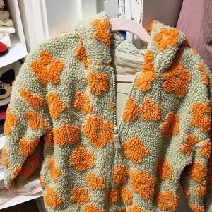 Next Kids Floral Puffer Jacket - Orange and Green